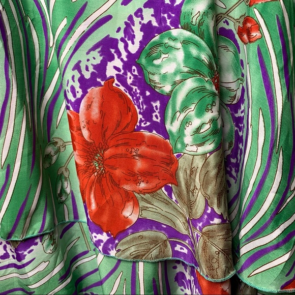 KARIZA Designs Wrap Skirt Green Purple OSFM NWT - Picture 4 of 8